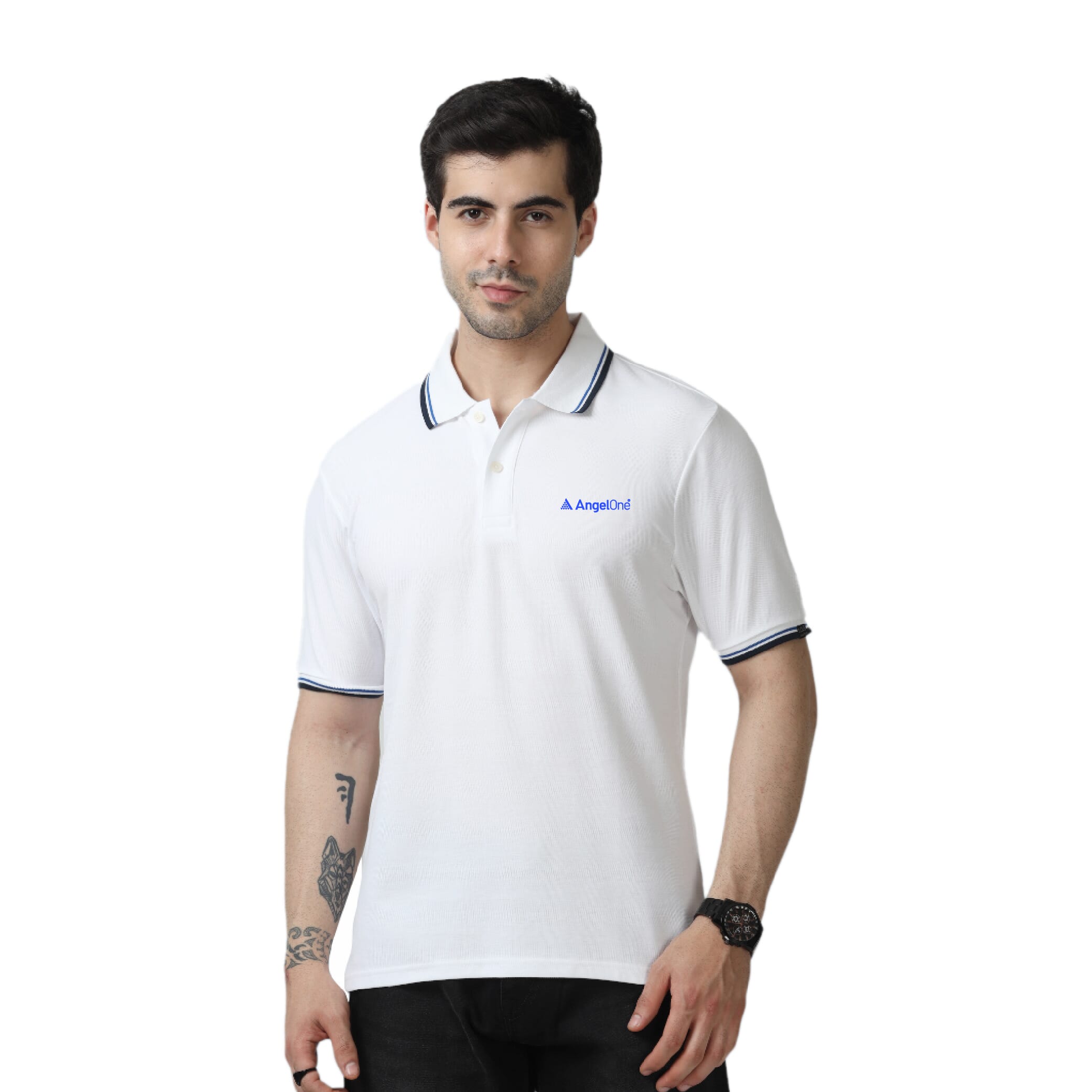 Marks & Spencer Polo T-shirt Tipping-White with Blue